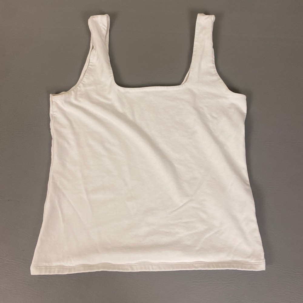 Abercrombie & Fitch Tank Top Women's Size XL White Square Neck Cotton Stretch